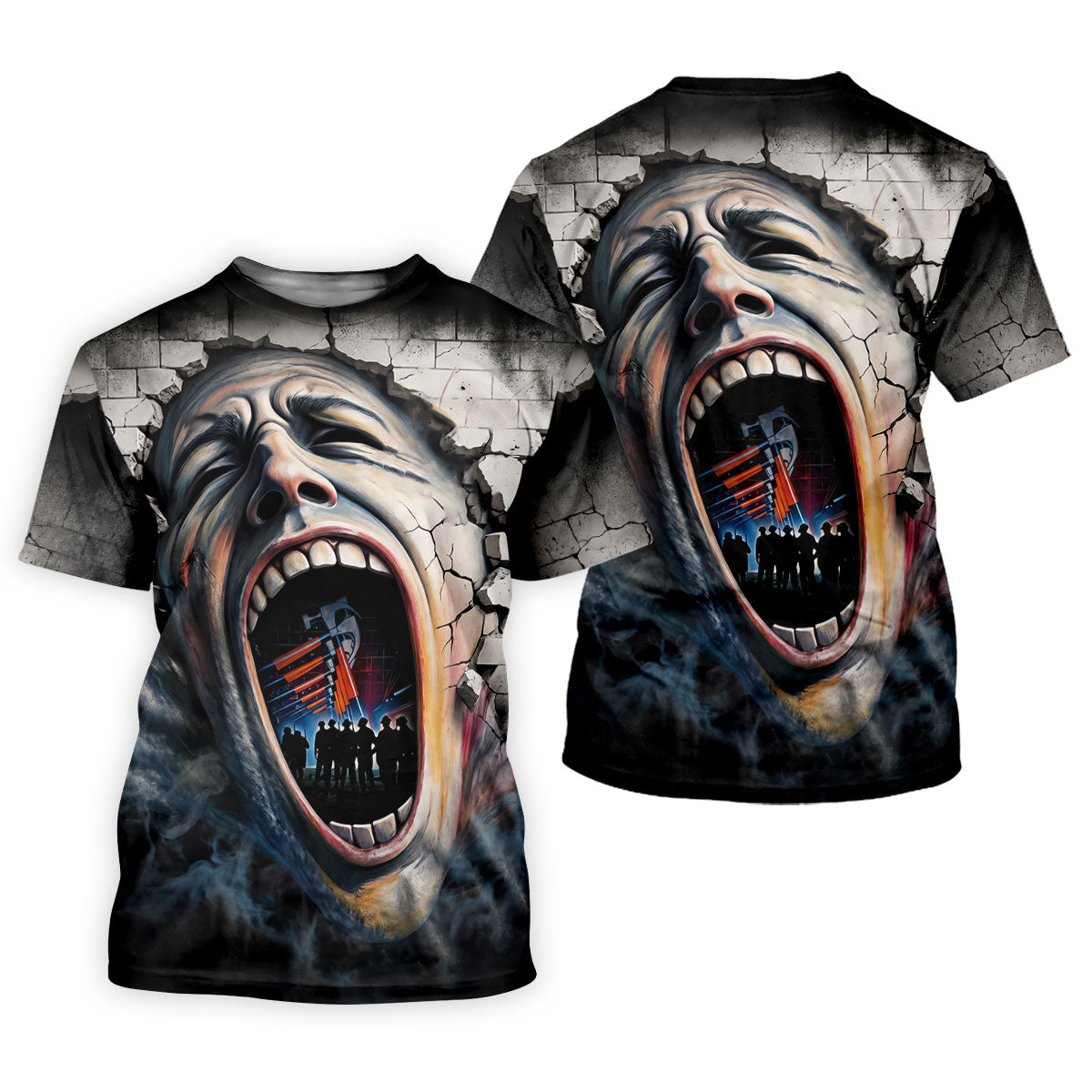 Screaming Face Cracked Wall Art Golf Shirt, Womens Golf Clothing, Ladies Golf Apparel