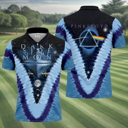 Blue Tie Dye Starry Chevron Art Golf Shirt, Mens Golf Clothing, Golf Polo For Men