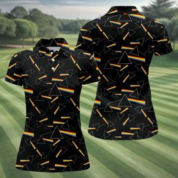 Rainbow Prism Triangle Pattern Golf Shirt, Womens Golf Clothing, Ladies Golf Apparel