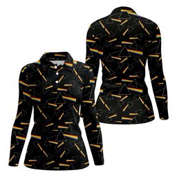 Rainbow Prism Triangle Pattern Golf Shirt, Womens Golf Clothing, Ladies Golf Apparel