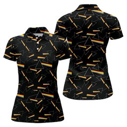 Rainbow Prism Triangle Pattern Golf Shirt, Womens Golf Clothing, Ladies Golf Apparel