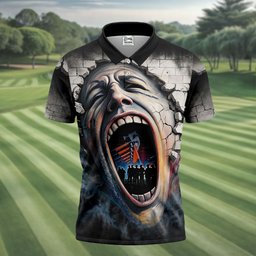 Screaming Face Cracked Wall Art Golf Shirt, Mens Golf Clothing, Golf Polo For Men