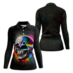 Psychedelic Skull Rainbow Prism Golf Shirt, Womens Golf Clothing, Ladies Golf Apparel