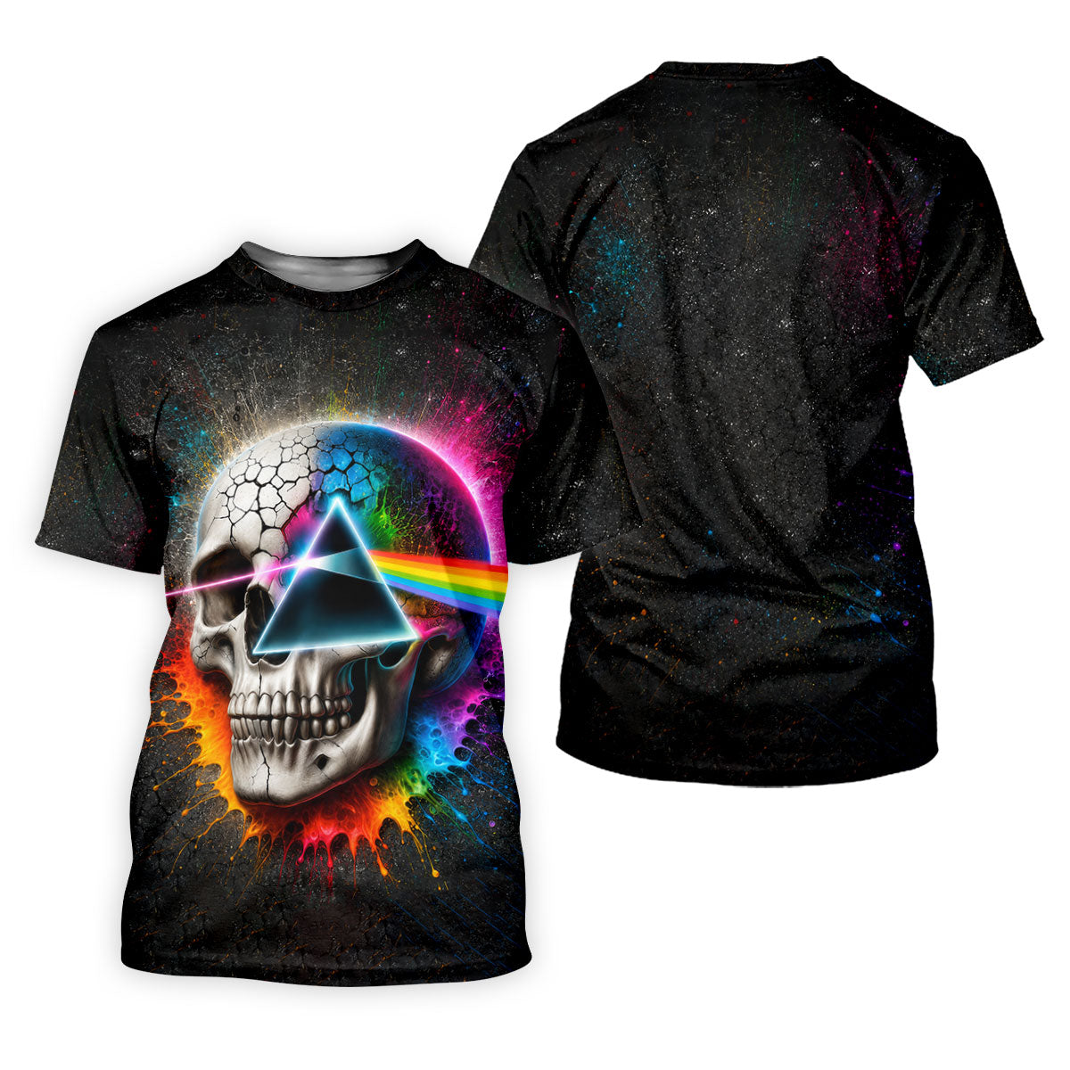 Psychedelic Skull Rainbow Prism Golf Shirt, Womens Golf Clothing, Ladies Golf Apparel