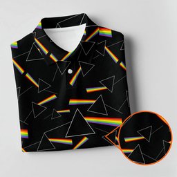 Rainbow Prism Triangle Pattern Golf Shirt, Mens Golf Clothing, Golf Polo For Men