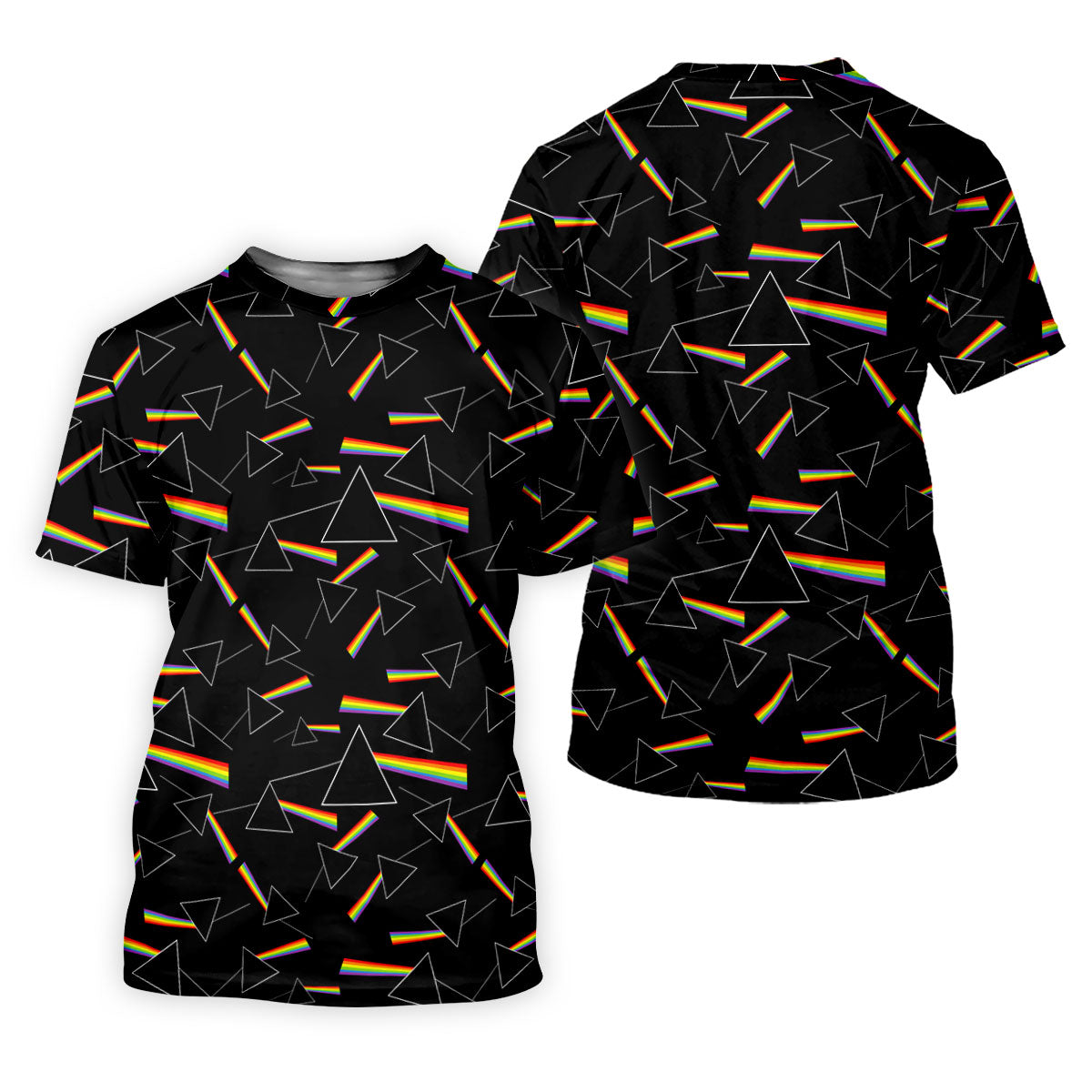Rainbow Prism Triangle Pattern Golf Shirt, Mens Golf Clothing, Golf Polo For Men