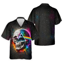 Psychedelic Skull Rainbow Prism Golf Shirt, Mens Golf Clothing, Golf Polo For Men