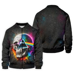 Psychedelic Skull Rainbow Prism Golf Shirt, Mens Golf Clothing, Golf Polo For Men