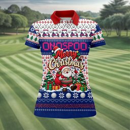 Santa Golf Balls Merry Christmas Golf Shirt, Womens Golf Tops, Ladies Golf Shirts