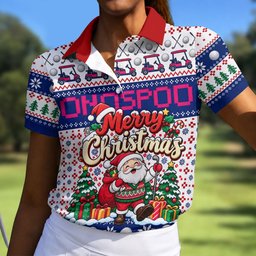 Santa Golf Balls Merry Christmas Golf Shirt, Womens Golf Tops, Ladies Golf Shirts