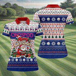 Santa Golf Balls Merry Christmas Golf Shirt, Womens Golf Tops, Ladies Golf Shirts