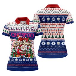 Santa Golf Balls Merry Christmas Golf Shirt, Womens Golf Tops, Ladies Golf Shirts