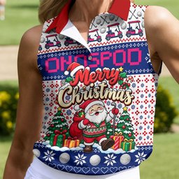 Santa Golf Balls Merry Christmas Golf Shirt, Womens Golf Tops, Ladies Golf Shirts