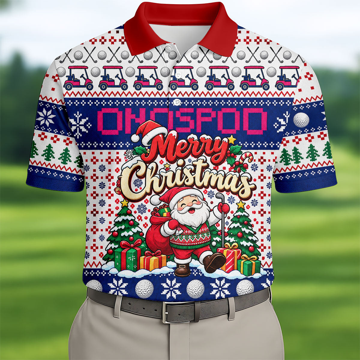 Santa Golf Balls Merry Christmas Golf Shirt, Mens Golf Polo, Golf Shirts For Men