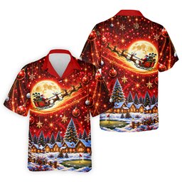 Santa Sleigh Comet Christmas Golf Shirt, Mens Golf Polo, Mens Holiday Golf Shirts