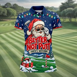 Better Not Putt Santa Christmas Golf Shirt, Womens Golf Tops, Ladies Golf Apparel
