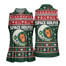 Funny Space Golfer Christmas Golf Shirt, Ladies Golf Shirts, Womens Golf Clothing
