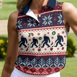Funny Bigfoot Santa Christmas Golf Shirt, Ladies Golf Shirts, Ladies Golf Apparel