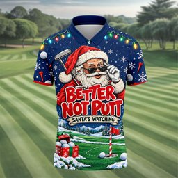 Better Not Putt Santa Christmas Golf Shirt, Golf Shirts For Men, Mens Golf Apparel