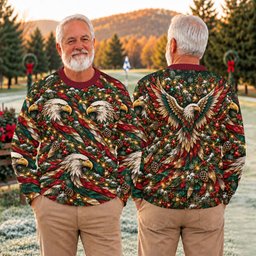Ugly Christmas Sweater Eagle Pattern, Ugly Sweater Party, Christmas Party Outfit