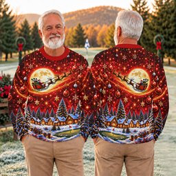 Ugly Christmas Sweater Santa Sleigh Comet, Ugly Sweater Party, Funny Holiday Sweater