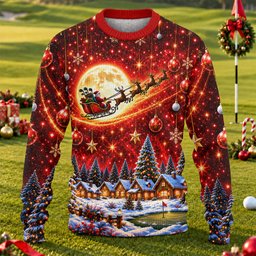 Ugly Christmas Sweater Santa Sleigh Comet, Ugly Sweater Party, Funny Holiday Sweater