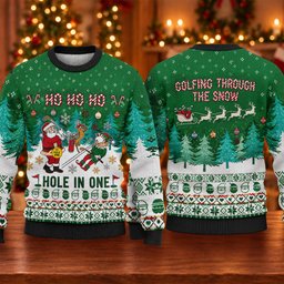 Ugly Christmas Sweater Santa Hole In One, Ugly Sweater Party, Christmas Sweater Gift