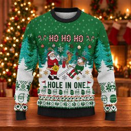 Ugly Christmas Sweater Santa Hole In One, Ugly Sweater Party, Christmas Sweater Gift