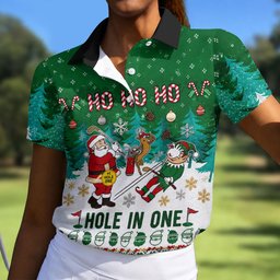 Santa Hole In One Christmas Golf Shirt, Ladies Golf Shirts, Golf Gifts For Women