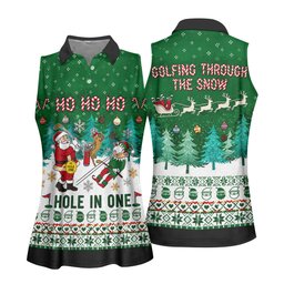 Santa Hole In One Christmas Golf Shirt, Ladies Golf Shirts, Golf Gifts For Women