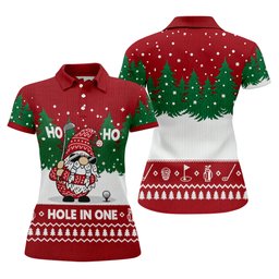 Ho Ho Ho Hole In One Christmas Golf Shirt, Womens Golf Tops, Golf Gifts For Women