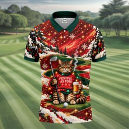 Cat Beer Snow Christmas Golf Shirt, Golf Shirts For Men, Mens Holiday Golf Shirts