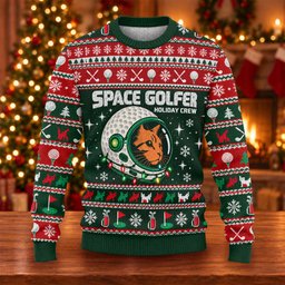 Ugly Christmas Sweater Space Golfer, Christmas Golf Gift, Funny Christmas Outfit