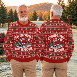 Ugly Christmas Sweater Swinging In The Snow, Ugly Sweater Party, Golf Lover Gifts