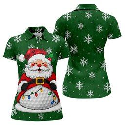 Santa Golf Ball Snowman Christmas Golf Shirt, Womens Golf Tops, Ladies Golf Shirts