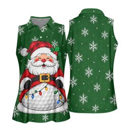 Santa Golf Ball Snowman Christmas Golf Shirt, Womens Golf Tops, Ladies Golf Shirts