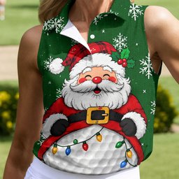 Santa Golf Ball Snowman Christmas Golf Shirt, Womens Golf Tops, Ladies Golf Shirts