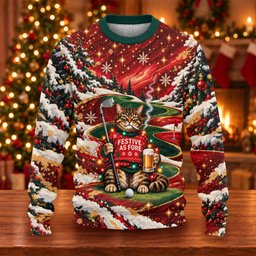 Ugly Christmas Sweater Cat Beer Snow, Ugly Sweater Party, Funny Christmas Outfit