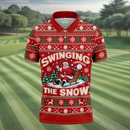 Swinging In The Snow Christmas Golf Shirt, Mens Golf Polo, Funny Mens Golf Shirts