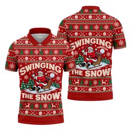 Swinging In The Snow Christmas Golf Shirt, Mens Golf Polo, Funny Mens Golf Shirts