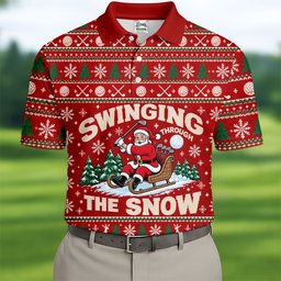 Swinging In The Snow Christmas Golf Shirt, Mens Golf Polo, Funny Mens Golf Shirts