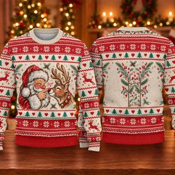 Ugly Christmas Sweater Santa Reindeer, Christmas Golf Gift, Holiday Party Sweater