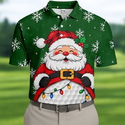 Santa Golf Ball Snowman Christmas Golf Shirt, Mens Golf Polo, Golf Shirts For Men