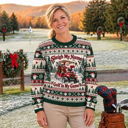 Ugly Christmas Sweater Sleigh My Name Golf Cart, Ugly Sweater Party, Golf Lover Gifts