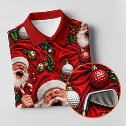 Santa Golf Ornaments Christmas Golf Shirt, Womens Golf Tops, Golf Gifts For Women