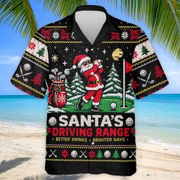 Santa Driving Range Christmas Golf Shirt, Golf Shirts For Men, Mens Golf Apparel
