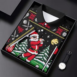 Santa Driving Range Christmas Golf Shirt, Ladies Golf Shirts, Womens Golf Apparel