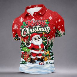 Retro Merry Christmas Script Christmas Golf Shirt, Mens Golf Polo, Mens Golf Shirts