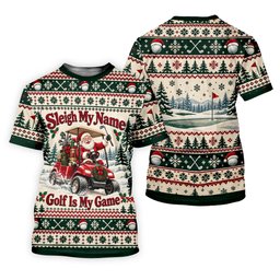 Sleigh My Name Golf Cart Christmas Golf Shirt, Womens Golf Tops, Womens Golf Apparel