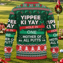 Ugly Christmas Sweater Yippee Ki Yay Hole In One, Golf Lover Gifts, Christmas Gifts